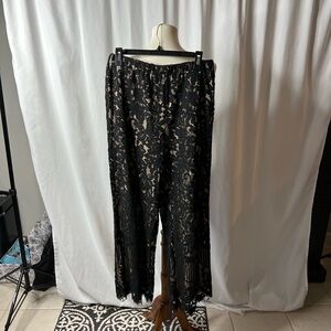 ⸻

🖤 INA Black Lace Wide-Leg Pants – Size M. New without tags